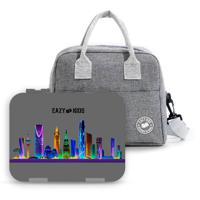 Eazy Kids Bento Boxes With Insulated Lunch Bag Combo - Love Riyadh Grey