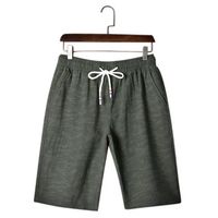 Mens Spring Summer Drawstring Solid Color Breathable Cotton Casual Sports Shorts