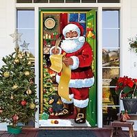 Christmas Santa Xmas Door Covers Decoration Backdrop Door Banner for Front Door Farmhouse Christmas Holiday Party Decor Supplies miniinthebox - thumbnail