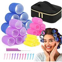 Hair Rollers Curlers Set 38 Pcs, Perfect for Long Medium Short Hair with 4 Sizes Self Grip Velcro Rollers Heatless Styling Tools, with Large Cosmetic Bag, Duckbill Clips Lightinthebox