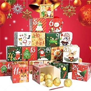 24pcs, DIY Advent Calendar Treat Boxes 24 Days Countdown To Christmas Gift Boxes Xmas Party Favor Supplies For Holiday Home Decor, Packaging /Candy/Chocolate Packaging Box, Party Favors miniinthebox