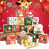 24pcs, DIY Advent Calendar Treat Boxes 24 Days Countdown To Christmas Gift Boxes Xmas Party Favor Supplies For Holiday Home Decor, Packaging /Candy/Chocolate Packaging Box, Party Favors miniinthebox - thumbnail
