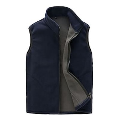 Men's Vest Daily Wear Vacation Weekend Soft Zipper Fall  Winter Plain Warm Modern Contemporary Stand Collar Activewear Thick Regular Black Red Lightinthebox