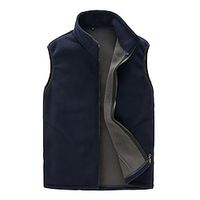 Men's Vest Daily Wear Vacation Weekend Soft Zipper Fall  Winter Plain Warm Modern Contemporary Stand Collar Activewear Thick Regular Black Red Lightinthebox - thumbnail