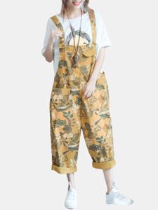 Retro Women Flower Printed Jumpsuits