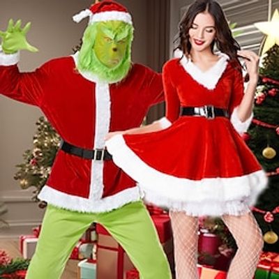 Santa Claus Mrs.Claus Grinch Santa Suits Cosplay Costumes Matching Family  Couples Men's Women's Cosplay Costume Family Matching Outfits Christmas Christmas Masquerade Christmas Eve Adults' Party Lightinthebox