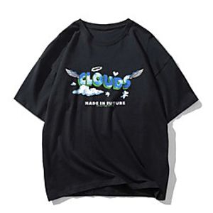 Men's Tee T shirt Hot Stamping Graphic Prints Letter Print Short Sleeve Casual Tops 100% Cotton Basic Designer Big and Tall Black miniinthebox