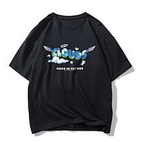 Men's Tee T shirt Hot Stamping Graphic Prints Letter Print Short Sleeve Casual Tops 100% Cotton Basic Designer Big and Tall Black miniinthebox - thumbnail