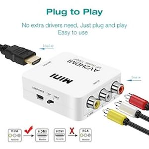 RCA To HDMI AV To HDMI Converter 1080P Mini RCA Composite CVBS Video Audio Converter Adapter Supporting PALNTSC For TVPC PS3 STBXbox VHSVCRBlue-Ray DVD Players Lightinthebox