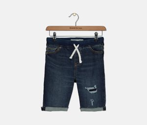 Kids Boys Elastic Waist Rip Short  Blue