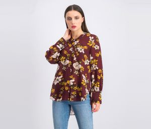 Womens Ina Button Down Blouse  Maroon Combo