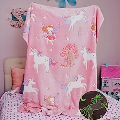 1pc Glow In The Dark Blanket Unicorns Gifts For Girls, Valentines Day Gifts For 1 2 3 4 5 6 7 8 9 10 Year Old Girls, Soft Kids Blankets For Birthday Christmas Easter Gifts Lightinthebox