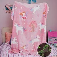1pc Glow In The Dark Blanket Unicorns Gifts For Girls, Valentines Day Gifts For 1 2 3 4 5 6 7 8 9 10 Year Old Girls, Soft Kids Blankets For Birthday Christmas Easter Gifts Lightinthebox - thumbnail