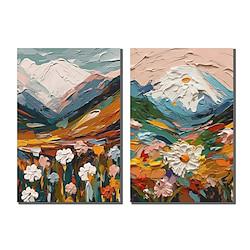 Oil Painting Handmade Hand Painted Wall Art Abstract Landscape 2 pcs of set Canvas Painting Home Decoration Decor with Frame Ready to Hang Lightinthebox