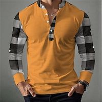 Grid / Plaid Fashion Casual Men's Printed Shirts Outdoor Street Daily Wear Spring Summer Turndown Long Sleeve Black, Orange S, M, L Polyester Shirt Lightinthebox