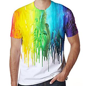Men's Tee T shirt Shirt 3D Print Rainbow Graphic Mixed Color Plus Size Print Short Sleeve Daily Tops Active Round Neck White / Sports miniinthebox