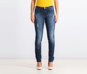 Womens Splatter Ripped Jeans  Navy Wash