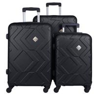 PARA JOHN Trolley Luggage Set of 3 PCS ABS Hard Side Spinner Wheels BLACK