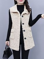 Lamb Velvet Mid-Length Vest Jacket - thumbnail