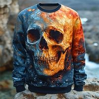Skulls Men's Punk 3D Printed Pullover Sweatshirt Holiday Vacation Going out Sweatshirts Pink Purple Crew Neck Print Spring   Fall Designer Hoodie Sweatshirt Lightinthebox - thumbnail