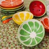 Handmade Ceramic Bowl Hand Painted Fruit Watermelon Rice Bowl Soup Ceramic Bowl
