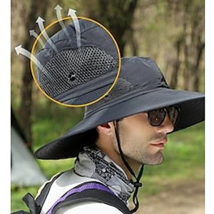 Men's Sun Hat Bucket Hat Fishing Hat Hiking Hat Wide Brim Outdoor Waterproof Portable UV Sun Protection UPF50 Hat Camouflage Grey camouflage Camo White Camo for Fishing Climbing Beach miniinthebox