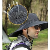 Men's Sun Hat Bucket Hat Fishing Hat Hiking Hat Wide Brim Outdoor Waterproof Portable UV Sun Protection UPF50 Hat Camouflage Grey camouflage Camo White Camo for Fishing Climbing Beach miniinthebox - thumbnail