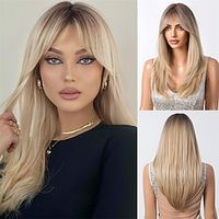 londe Wigs for Women Long Straight Layered Hair Wigs with Curtain Bangs Natural Looking Heat Resistant Synthetic Wigs for Daily/Cosplay Costume Wear miniinthebox