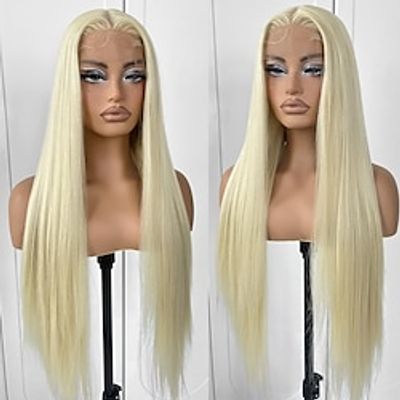 Silk Straight Lace Front Wig Blonde 613 Synthetic Wigs White Pre Plucked With Baby Hair Natural HairLine Lace Front Daily Wig For Black Women Lightinthebox