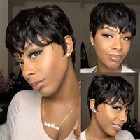 Pixie Cut Wig Human Hair Short Human Hair Wigs for Black Women Short Wigs Human Hair Natural Wavy Short Glueless Black Pixie Wigs Cute Cut Layered Wave Natural Hair Short Wig Lightinthebox