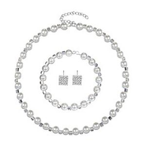 Women's Cubic Zirconia Jewelry Set Ladies Elegant Imitation Pearl Zircon Silver Plated Earrings Jewelry White For Wedding Evening Party miniinthebox