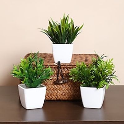 3 Pack Small Faux Plants for Office Desk Fake Mini Potted Plants for Shelf Artificial Greenery Eucalyptus Plant Indoor for Home Bedroom Living Room Décor Lightinthebox