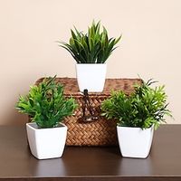3 Pack Small Faux Plants for Office Desk Fake Mini Potted Plants for Shelf Artificial Greenery Eucalyptus Plant Indoor for Home Bedroom Living Room Décor Lightinthebox - thumbnail