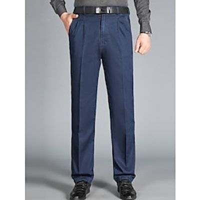 Men's Jeans Trousers Denim Pants Pocket Straight Leg Plain Comfort Breathable Outdoor Daily Going out Cotton Blend Fashion Casual Blue Dark Blue Lightinthebox