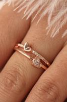 Sanjie Korean Hot Selling Heart-shaped Diamond Ring Open Ring Heart-shaped Diamond Ring Female Couple Ring Jewelry Wholesale