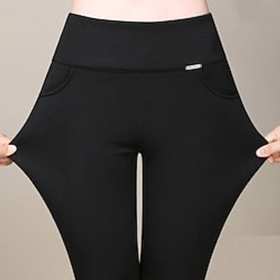Women's Pants Trousers Leggings Trousers Wine Royal Blue White High Waist Fashion Daily Going out Stretchy Full Length Tummy Control Solid Color S M L XL XXL  Skinny Lightinthebox