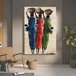 Handmade Oil Painting Canvas Wall Art Decoration Figure Abstract African Woman for Home Decor Rolled Frameless Unstretched Painting Lightinthebox