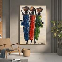 Handmade Oil Painting Canvas Wall Art Decoration Figure Abstract African Woman for Home Decor Rolled Frameless Unstretched Painting Lightinthebox - thumbnail