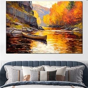 Landscape Wall Art Canvas Canoe on the Lake Prints and Posters Pictures Decorative Fabric Painting For Living Room Pictures No Frame miniinthebox