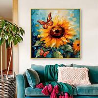 Handmade Oil Painting Canvas Wall Art Decoration Modern Abstract Sunflower for Home Decor Rolled Frameless Unstretched Painting Lightinthebox - thumbnail