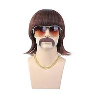 70s 80s Disco Wig Short Brown Mens Mullet Wig for 60s Singer Rocker Hippies Costume Cosplay Halloween Party(Only Wig) miniinthebox