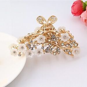 1 Pc Metal Hair Claw Clips Large Rhinestone Hair Jaw Clips Hair Catch Barrette Jaw Clamp Pearl Nonslip Hair Claw Clips Hair Accessories for Women Lady Lightinthebox