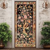 Vintage Tree of Life Door Covers Door Tapestry Door Curtain Decoration Backdrop Door Banner for Front Door Farmhouse Holiday Party Decor Supplies Lightinthebox