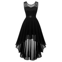 Women's Plus Size Curve Party Dress Lace Dress Chiffon Dress Plain Long Dress Maxi Dress Sleeveless Lace Plus High Low Crew Neck Fashion Party Black Pink Fall Winter L XL XXL 3XL Lightinthebox - thumbnail