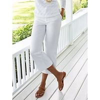 Women's Linen Pants Chinos Capri shorts Faux Linen Black White Red Fashion Casual Daily Side Pockets Calf-Length Comfort Plain S M L XL 2XL miniinthebox - thumbnail
