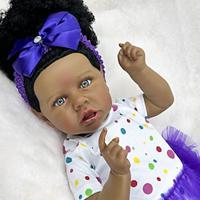 22 inch Black Dolls Reborn Doll Baby Toddler Toy Doll Reborn Baby Doll Baby Baby Girl African Doll Reborn Baby Doll Saskia Newborn lifelike Gift Hand Made Non Toxic Vinyl W-05022 with Clothes and Lightinthebox