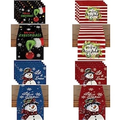 Christmas Decor Table Runner with 4 Pcs Placemats, Buffalo Check Plaid Tablerunner Farmhouse Indoor Table Decoration Table Flag Decor For Dining Weddig Party Holiday miniinthebox