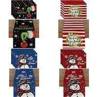 Christmas Decor Table Runner with 4 Pcs Placemats, Buffalo Check Plaid Tablerunner Farmhouse Indoor Table Decoration Table Flag Decor For Dining Weddig Party Holiday miniinthebox - thumbnail