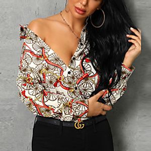 Women's Blouse Shirt Graphic Button Print Shirt Collar Streetwear Tops Rainbow miniinthebox