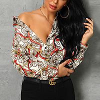 Women's Blouse Shirt Graphic Button Print Shirt Collar Streetwear Tops Rainbow miniinthebox - thumbnail